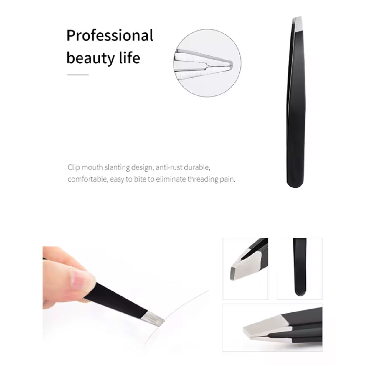 Eyebrow Pliers Stainless Steel Black