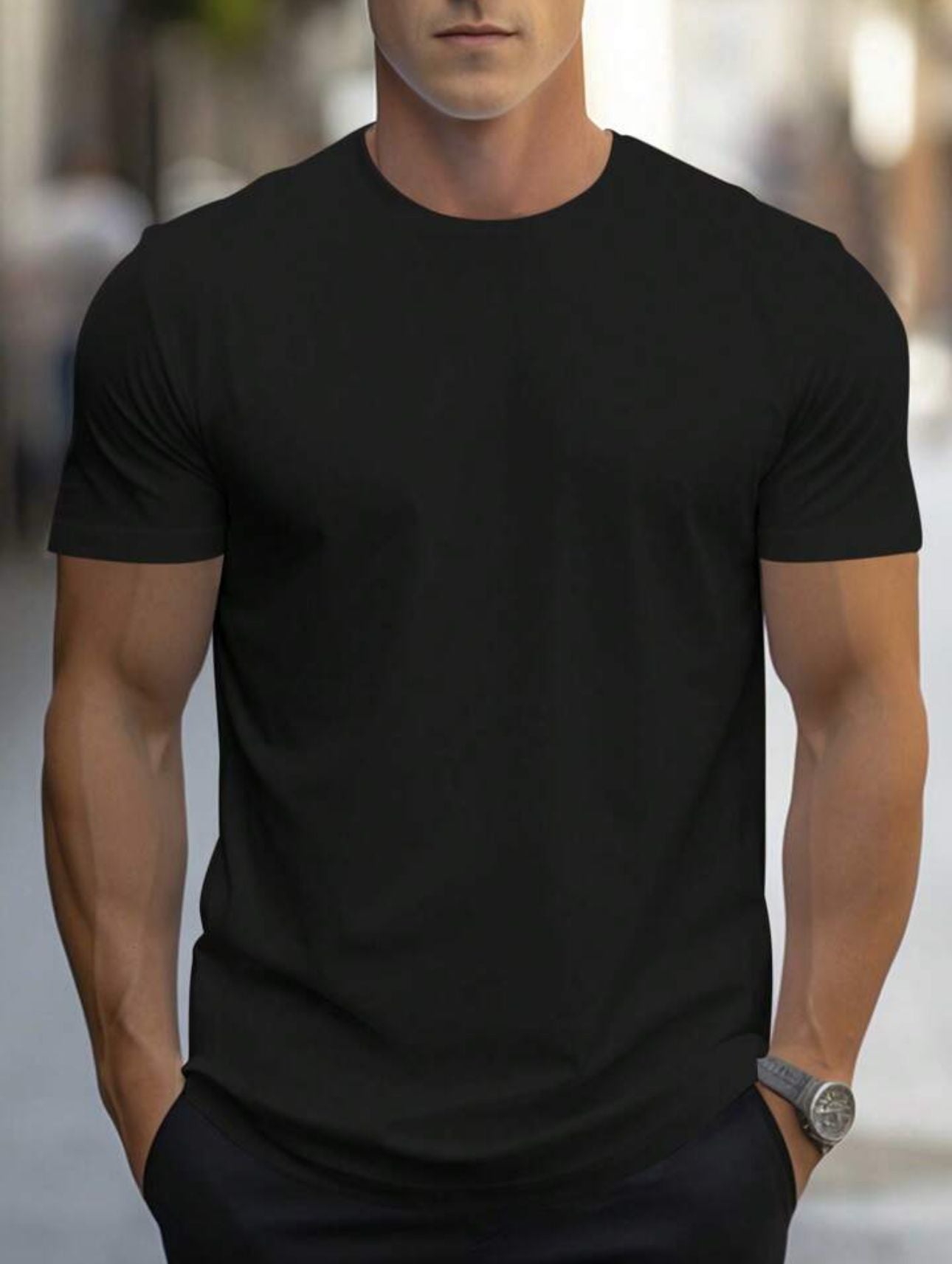 Design Clothes Solid Color O Neck Cotton T Shirts