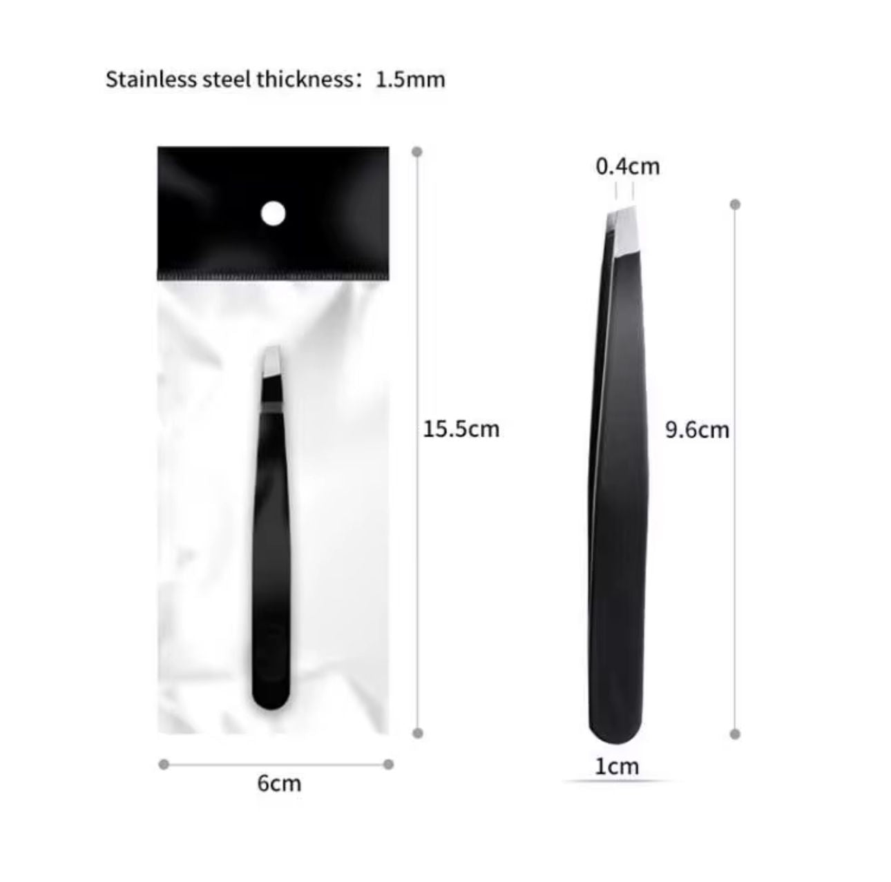Eyebrow Pliers Stainless Steel Black