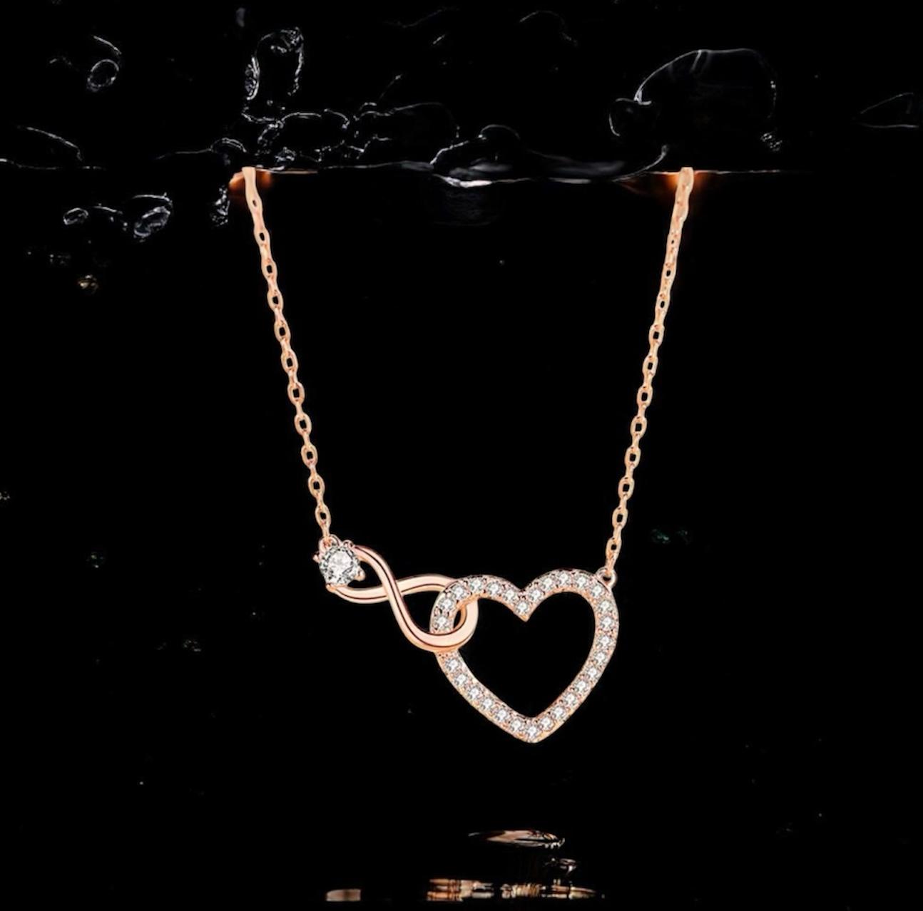 Infinity Heart Necklace for Women Silver & Gold Cubic Zirconia 18 inches