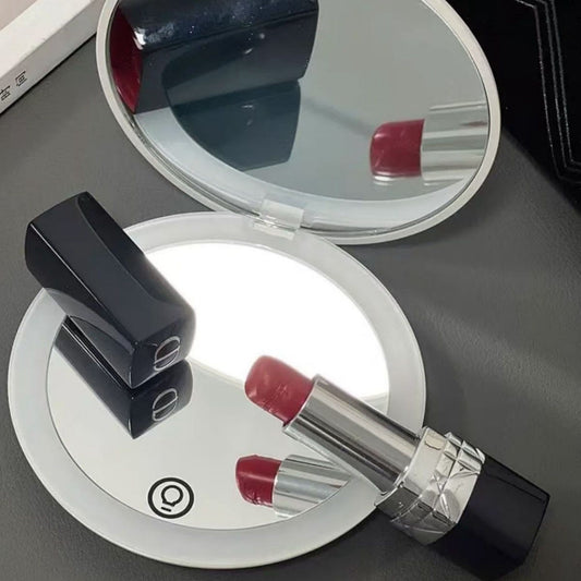 Portable LED Makeup Mirror – Handheld, Foldable, Rechargeable